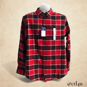NWT Croft & Barrow Red Black Plaid Flannel Shirt M – Cabincore Workwear Grunge